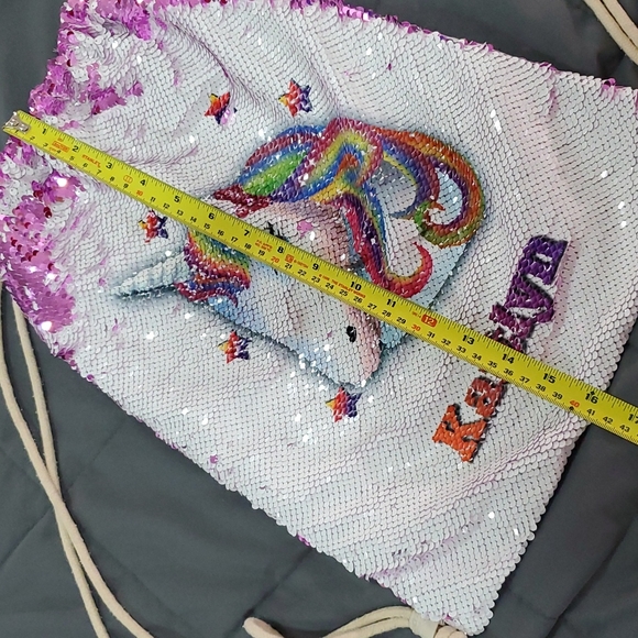 💥50% sale💥"Kaitlyn" unicorn sequin flip drawstrong bag #1289 - Picture 5 of 7